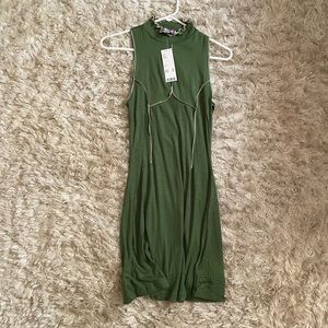 Urban Outfitters UO Mock Neck Sleeveless Green Mini Dress - Size Medium - NEW